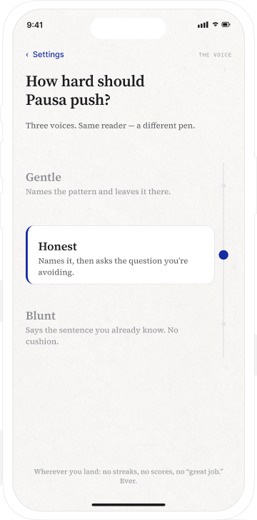 The Pausa tone ladder, set to honest by default